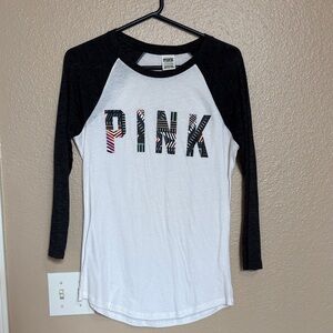 PINK Victoria's Secret Black and White Long Sleeve Tee